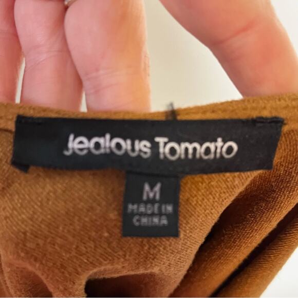 JEALOUS TOMATO camel tan boho faux suede embroidered mini dress size medium - Picture 5 of 6